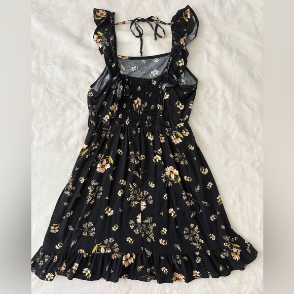 wild fable Black Floral Ruffle Tie-Back Mini Dress - Picture 4 of 6